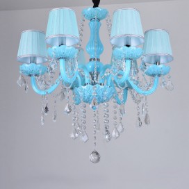 6 Light Nordic Style Blue Candle Style Crystal Chandelier