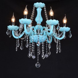 6 Light Nordic Style Blue Candle Style Crystal Chandelier