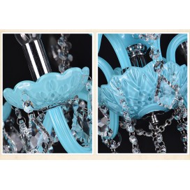 6 Light Nordic Style Blue Candle Style Crystal Chandelier