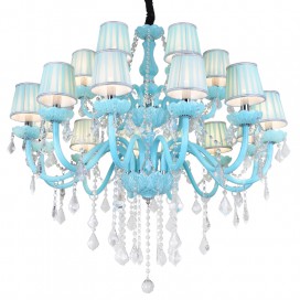 18 Light (12+6) 2 Tiers Nordic Style Blue Candle Style Crystal Chandelier