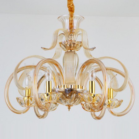 6 Light Champagne Candle Style Crystal Chandelier