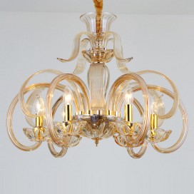 6 Light Champagne Candle Style Crystal Chandelier