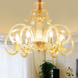 6 Light Champagne Candle Style Crystal Chandelier