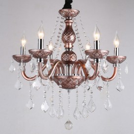 6 Light Coffee Candle Style Crystal Chandelier