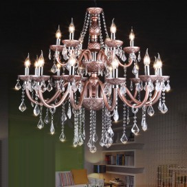 18 Light (12+6) 2 Tiers Coffee Candle Style Crystal Chandelier