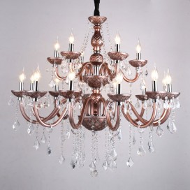 18 Light (12+6) 2 Tiers Coffee Candle Style Crystal Chandelier