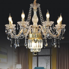 8 Light Gold Candle Style Crystal Chandelier