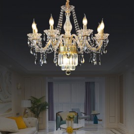 8 Light Gold Candle Style Crystal Chandelier