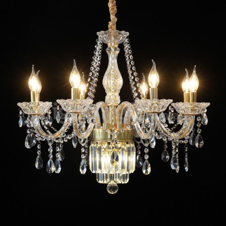 8 Light Gold Candle Style Crystal Chandelier