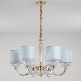 6 Light Gold Silver Clear Candle Style Crystal Chandelier