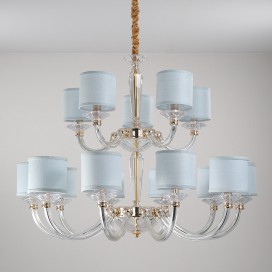 15 Light (10+5) 2 Tiers Gold Silver Clear Candle Style Crystal Chandelier