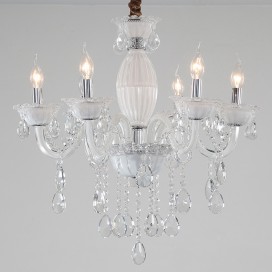 6 Light White Candle Style Crystal Chandelier