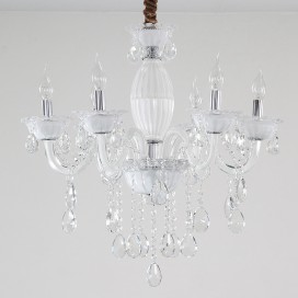 6 Light White Candle Style Crystal Chandelier