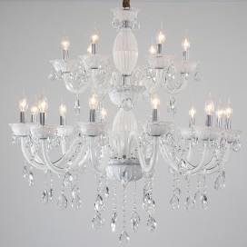 18 Light (12+6) 2 Tiers White Candle Style Crystal Chandelier