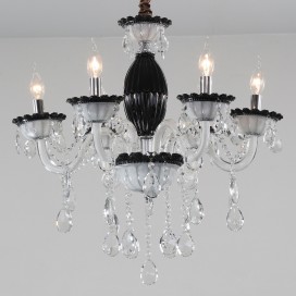 6 Light Black Candle Style Crystal Chandelier