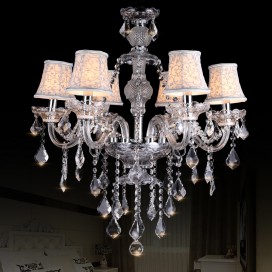 18 Light (12+6) 2 Tiers Clear Candle Style Crystal Chandelier