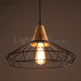 Vintage Metal Wooden Pendant Light