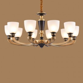 10 Light American Brass Retro Modern Chandelier