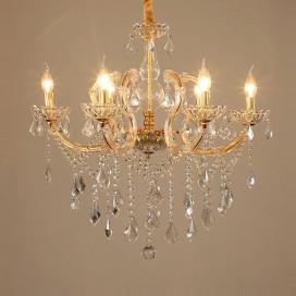 6 Light One Tier Glode Candle Style Crystal Chandelier