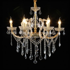 6 Light One Tier Glode Candle Style Crystal Chandelier