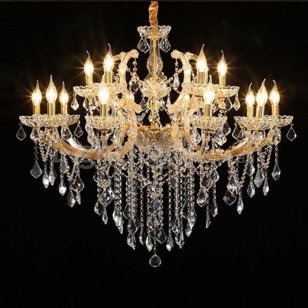 15 (10+5) Light Two Tiers Gold Candle Style Crystal Chandelier