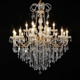 15 (10+5) Light Two Tiers Gold Candle Style Crystal Chandelier