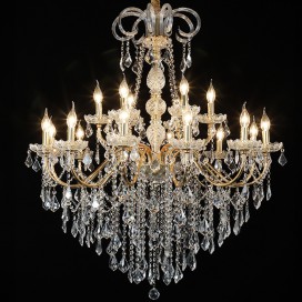 15 (10+5) Light Two Tiers Gold Candle Style Crystal Chandelier