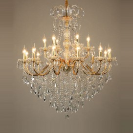 15 (10+5) Light Two Tiers Gold Candle Style Crystal Chandelier