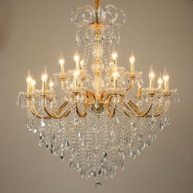 15 (10+5) Light Two Tiers Gold Candle Style Crystal Chandelier