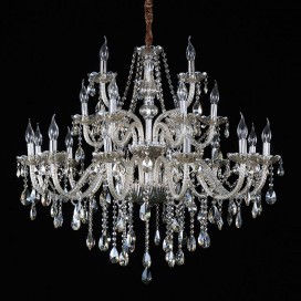 21 (3+6+12) Light Three Tiers Gold Candle Style Crystal Chandelier