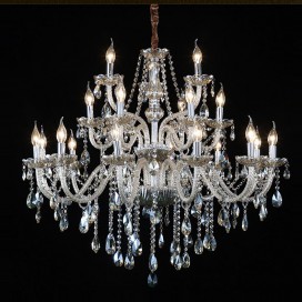 21 (3+6+12) Light Three Tiers Gold Candle Style Crystal Chandelier