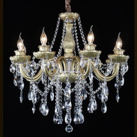 8 Light One Tier Bronze Candle Style Crystal Chandelier