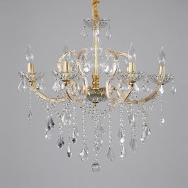 6 Light One Tier Gold Candle Style Crystal Chandelier