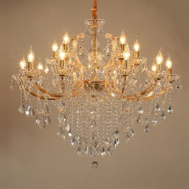 15 (10+5) Light Two Tiers Gold Candle Style Crystal Chandelier