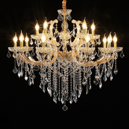 15 (10+5) Light Two Tiers Gold Candle Style Crystal Chandelier