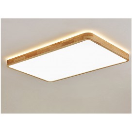 Modern Rectangle Contemporary Wood Flush Mount Ceiling Light