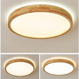 Round Modern Contemporary Wood Flush Mount Ceiling Light