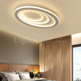 Oval Modern Contemporary Stainless Steel Flush Mount Ceiling Light