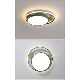 Modern Contemporary Round Wood Flush Mount Ceiling Light