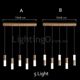 Modern/ Contemporary 5 Light Wooden Pendant Light