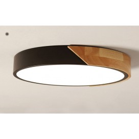 Modern Contemporary Round Wood Flush Mount Ceiling Light