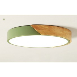 Modern Contemporary Round Wood Flush Mount Ceiling Light