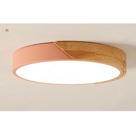 Modern Contemporary Round Wood Flush Mount Ceiling Light