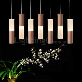 Modern/ Contemporary 7 Light Wooden Pendant Light