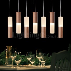 Modern/ Contemporary 7 Light Wooden Pendant Light