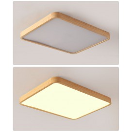 Modern Contemporary Rectangle Wood Flush Mount Ceiling Light