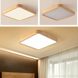 Modern Contemporary Square Wood Flush Mount Ceiling Light