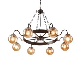 6 Light / 8 Light Industrial Style Steel Round Chandelier with Ball Shades