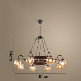 6 Light / 8 Light Industrial Style Steel Round Chandelier with Ball Shades