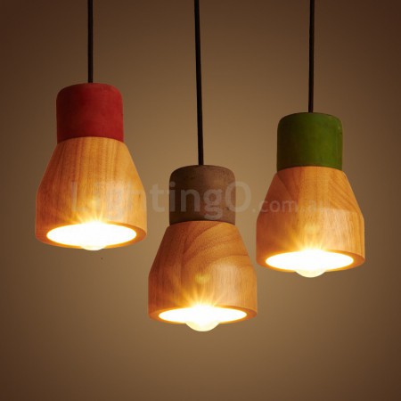 Vintage Wood Cement Pendant Light